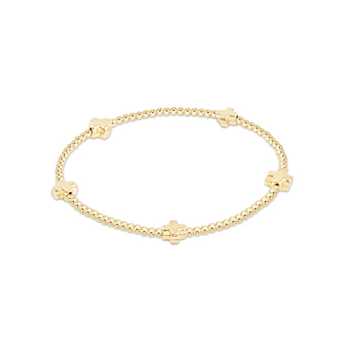 Enewton Signature Cross Small Gold Pattern 2mm Bead Bracelet