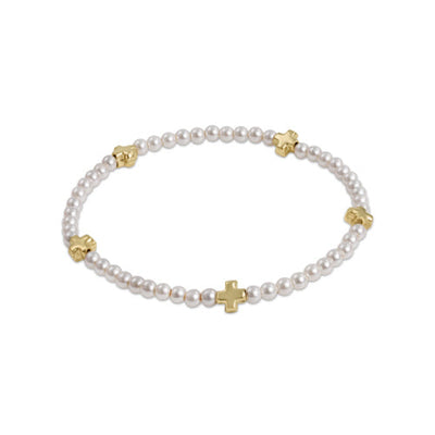 Enewton Signature Cross Gold Pearl 3mm Bracelet