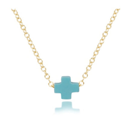 Enewton Signature Small Gold Cross Necklace Turquoise