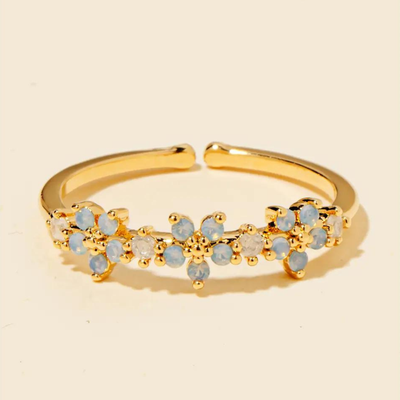 Triple Crystal Flower Ring