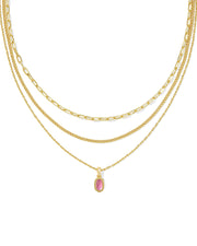 Kendra Scott Mini Elisa Gold Triple Strand Necklace in Azalea Illusion