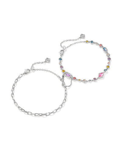 Kendra Scott Mini Elisa and Abbie Set of 2 Delicate Chain Bracelets in Silver Multi Mix