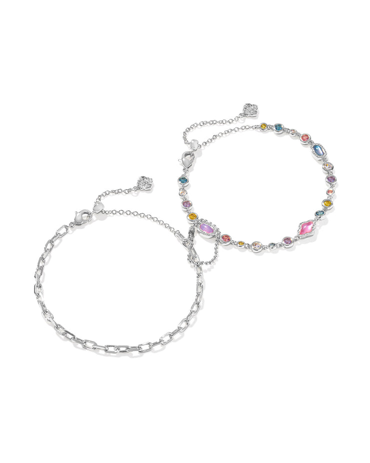 Kendra Scott Mini Elisa and Abbie Set of 2 Delicate Chain Bracelets in Silver Multi Mix