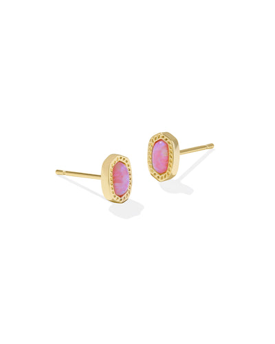 Kendra Scott Mini Ellie Gold Stud Earrings in Carnation Kyocera Opal