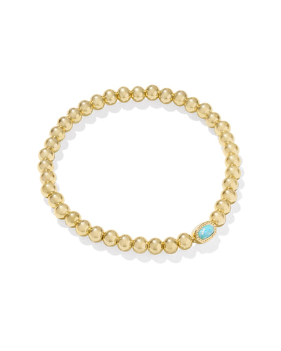 Kendra Scott Mini Elaina Gold Stretch Bracelet in Teal Kyocera Opal