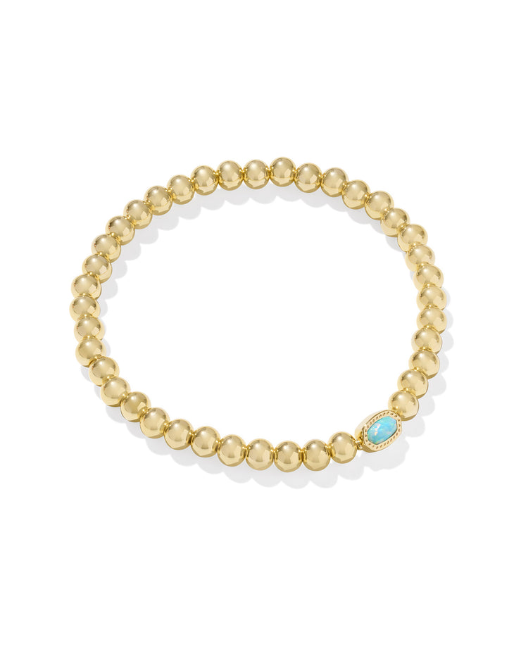 Kendra Scott Mini Elaina Gold Stretch Bracelet in Teal Kyocera Opal