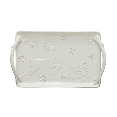 Winter Lodge Stoneware Tray