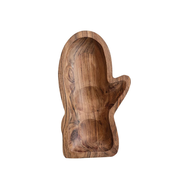 Carved Mango Wood Mitten Bowl