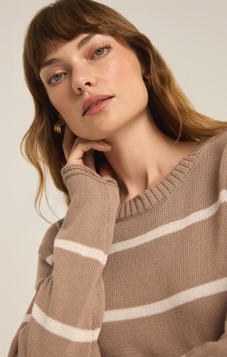 Z Supply Sienna Stripe Sweater in Latte