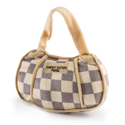 Checker Chewy Vuiton Handbag Dog Toy