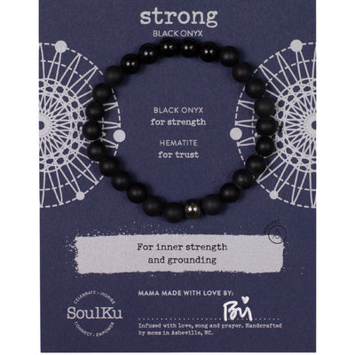 Soulku Men's Onyx Bracelet for Being Strong