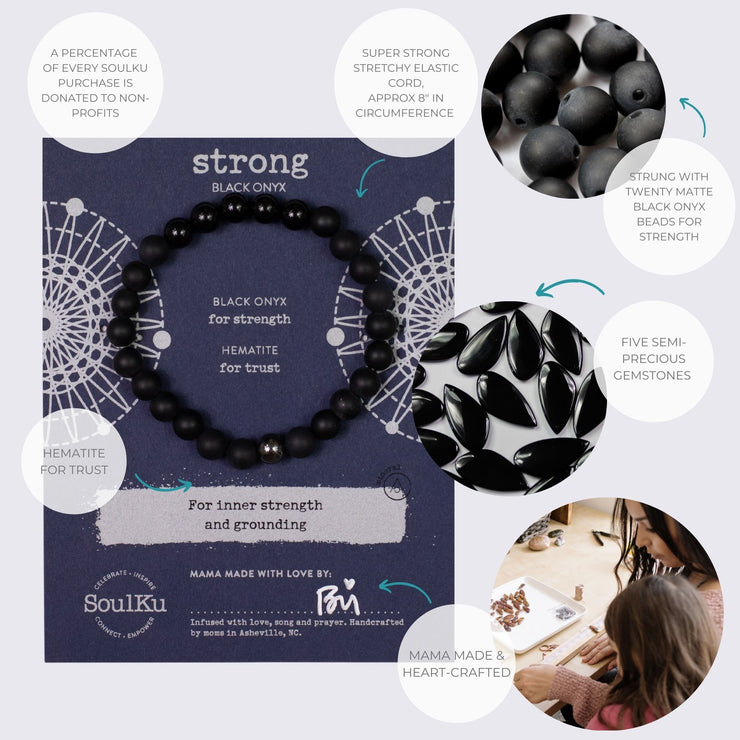 Soulku Men's Onyx Bracelet for Being Strong