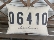 06410 Grey Distressed Zip Code Pillow