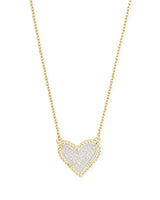 Kendra Scott Ari Heart Gold Pendant Necklace in Iridescent Drusy