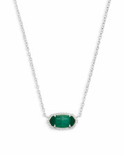 Kendra Scott Elisa Silver Necklace in Emerald Cats Eye